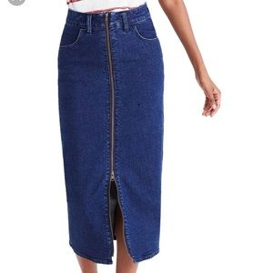 MADEWELL denim zip front midi skirt size 26
